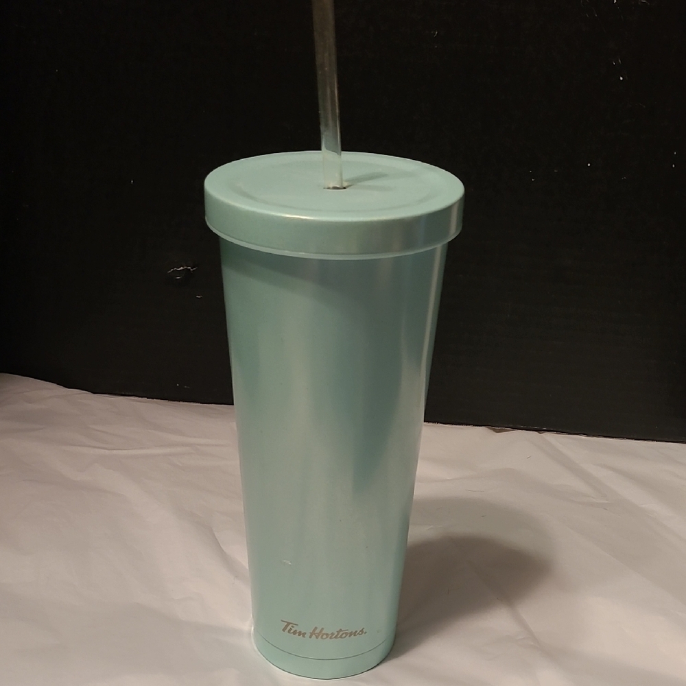 TIM HORTONS 24oz Stainless Steel Straw Tumbler - Iridescent Mint 2024